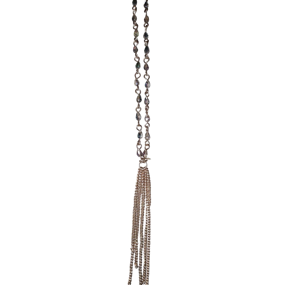 You & I Elegant Gold Tone Vintage Beaded Tassel Necklace